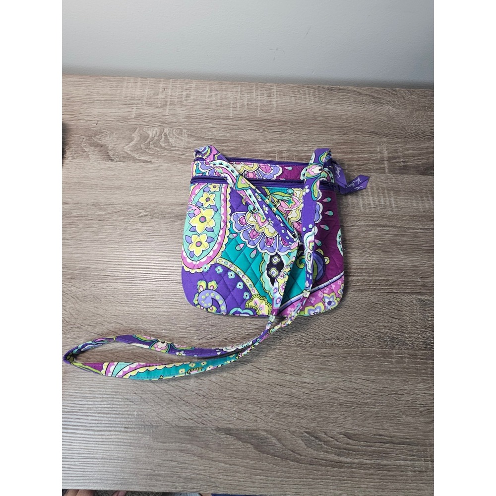 Vera Bradley Plum Crazy Paisley Quilted Cotton Mini Crossbody Hipster Bag 1991